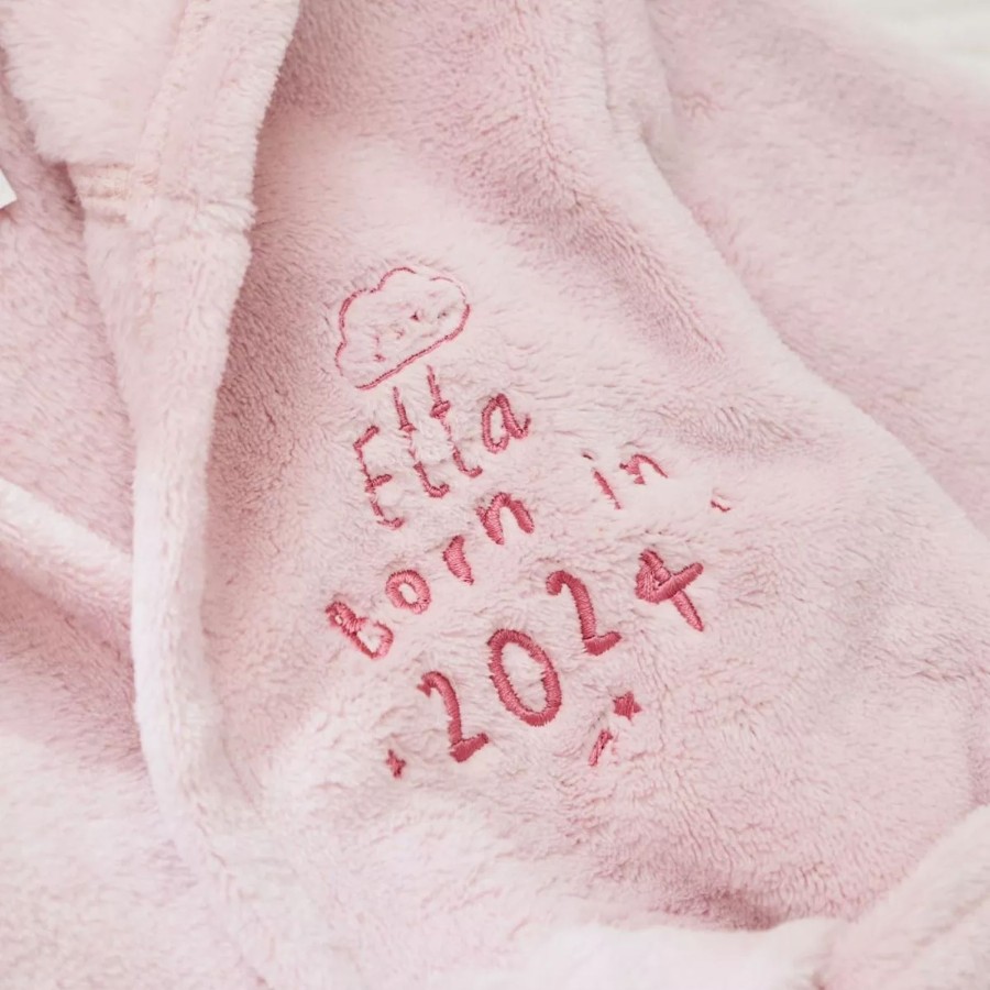 Kids (2-7Yrs) My 1st Years Kids Dressing Gowns | Personalised Born In 2024 Pink Fleece Robe With Ears