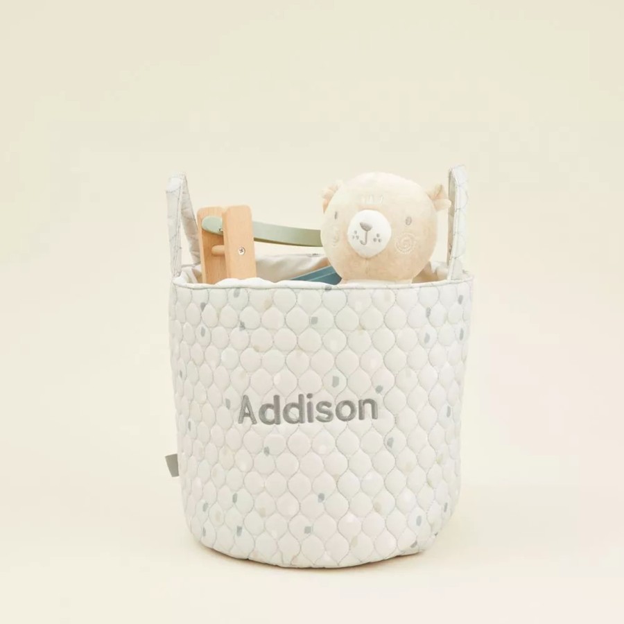 Furniture My 1st Years Room Accessories | Personalised Medium Grey Polka Dot Storage Bag