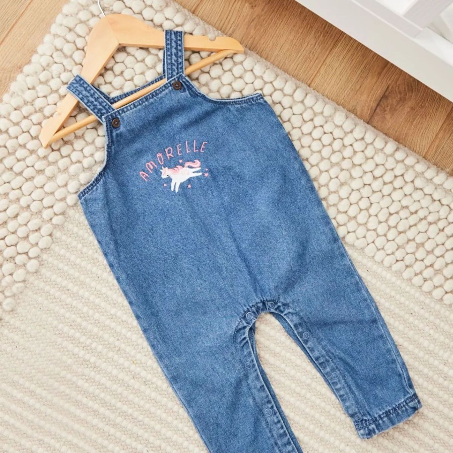 Kids (2-7Yrs) My 1st Years Kids Denim Collection | Personalised Unicorn Denim Dungarees