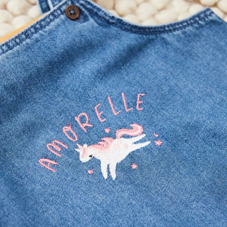 Kids (2-7Yrs) My 1st Years Kids Denim Collection | Personalised Unicorn Denim Dungarees