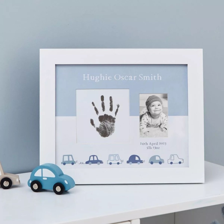 Furniture My 1st Years Photo Frames & Keepsakes | Personalised Blue New Baby Handprint Photo Frame