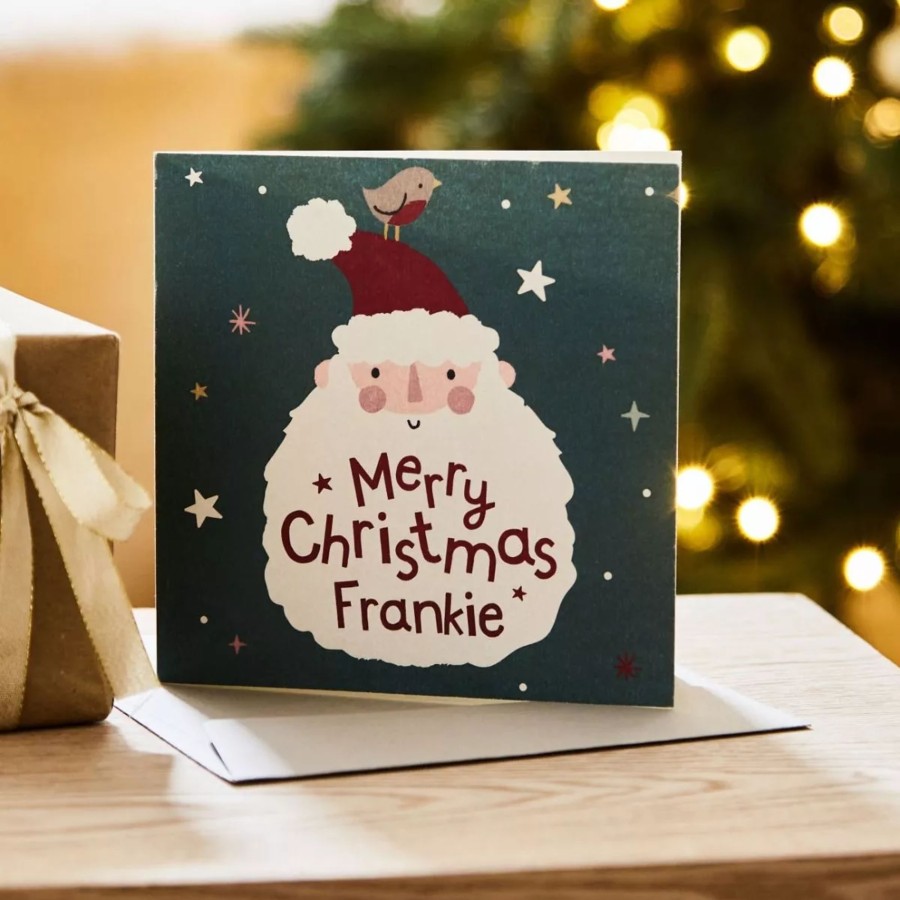 Gifts My 1st Years Greetings Cards | Personalised Santa Face Christmas Card