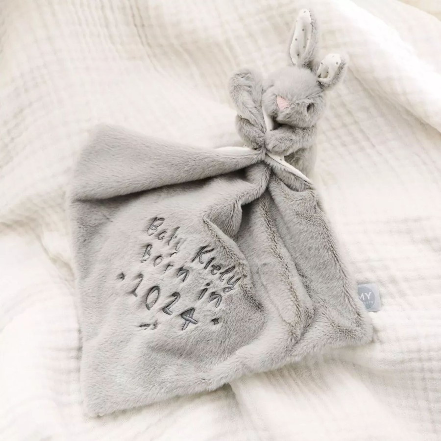 Toys & Books My 1st Years Comforters | Personalised Born In 2024 Grey Bunny Comforter