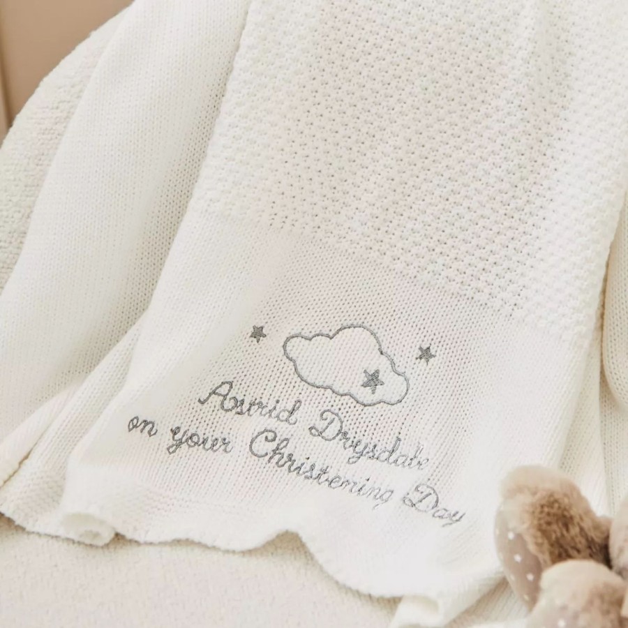 Baby (0-24 Mos) My 1st Years Baby Blankets & Comforters | Personalised Christening Ivory Cotton Baby Shawl