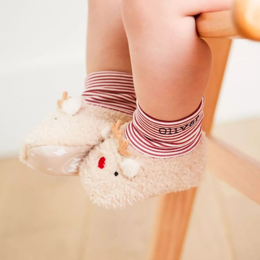 Baby (0-24 Mos) My 1st Years Baby Slippers & Booties | Personalised Reindeer Sock Top Slippers