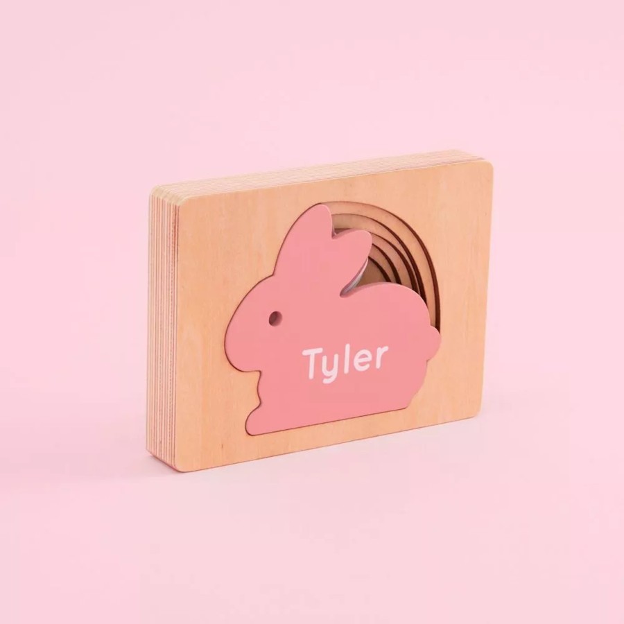 Toys & Books My 1st Years Montessori | Personalised Pink Bunny Puzzle Toy