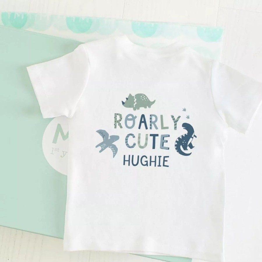 Kids (2-7Yrs) My 1st Years Kids T-Shirts & Jumpers | Personalised Roarly Cute Dinosaur T-Shirt