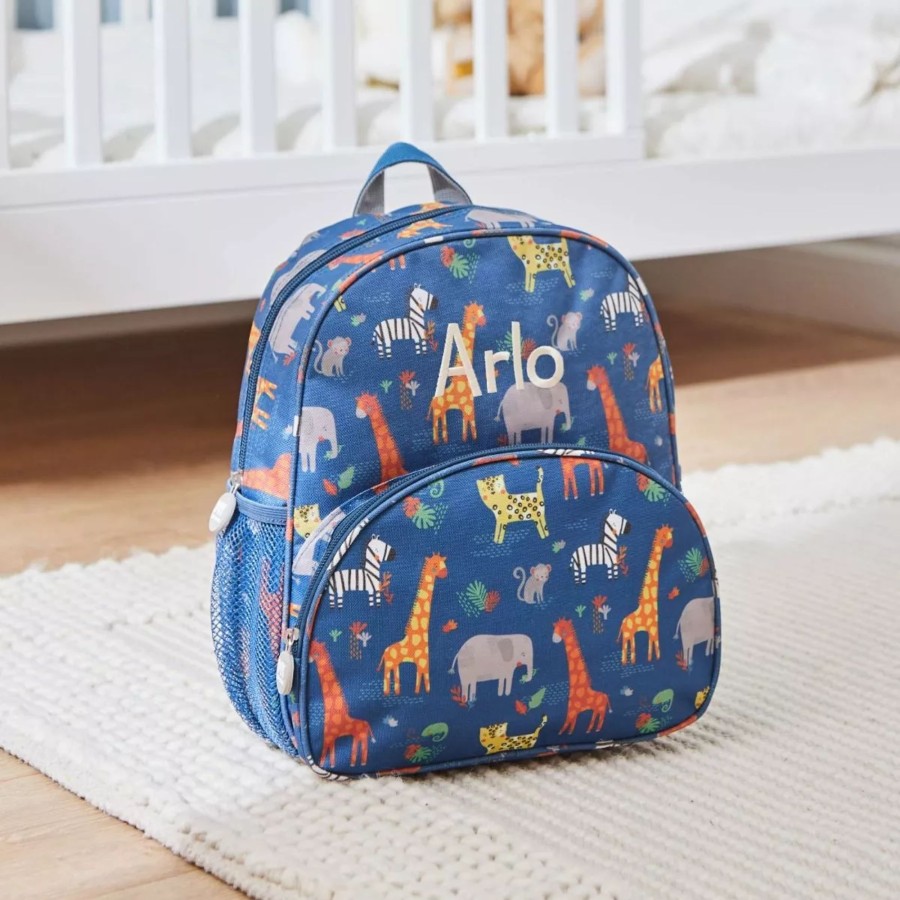 Kids (2-7Yrs) My 1st Years Kids Backpacks | Personalised Navy Safari Print Medium Backpack