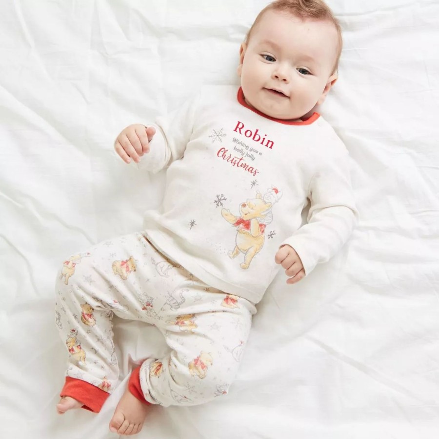 Baby (0-24 Mos) Disney Baby Sleepsuits & Pyjamas | Personalised Winnie The Pooh Christmas Pyjamas