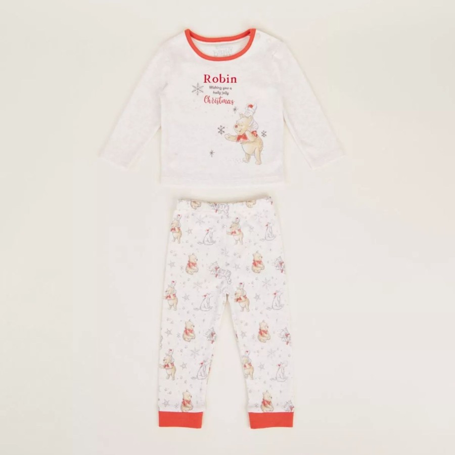 Baby (0-24 Mos) Disney Baby Sleepsuits & Pyjamas | Personalised Winnie The Pooh Christmas Pyjamas