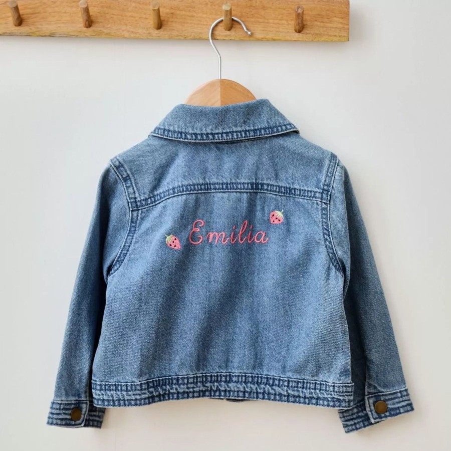 Kids (2-7Yrs) My 1st Years Kids Denim Collection | Personalised Strawberry Denim Jacket