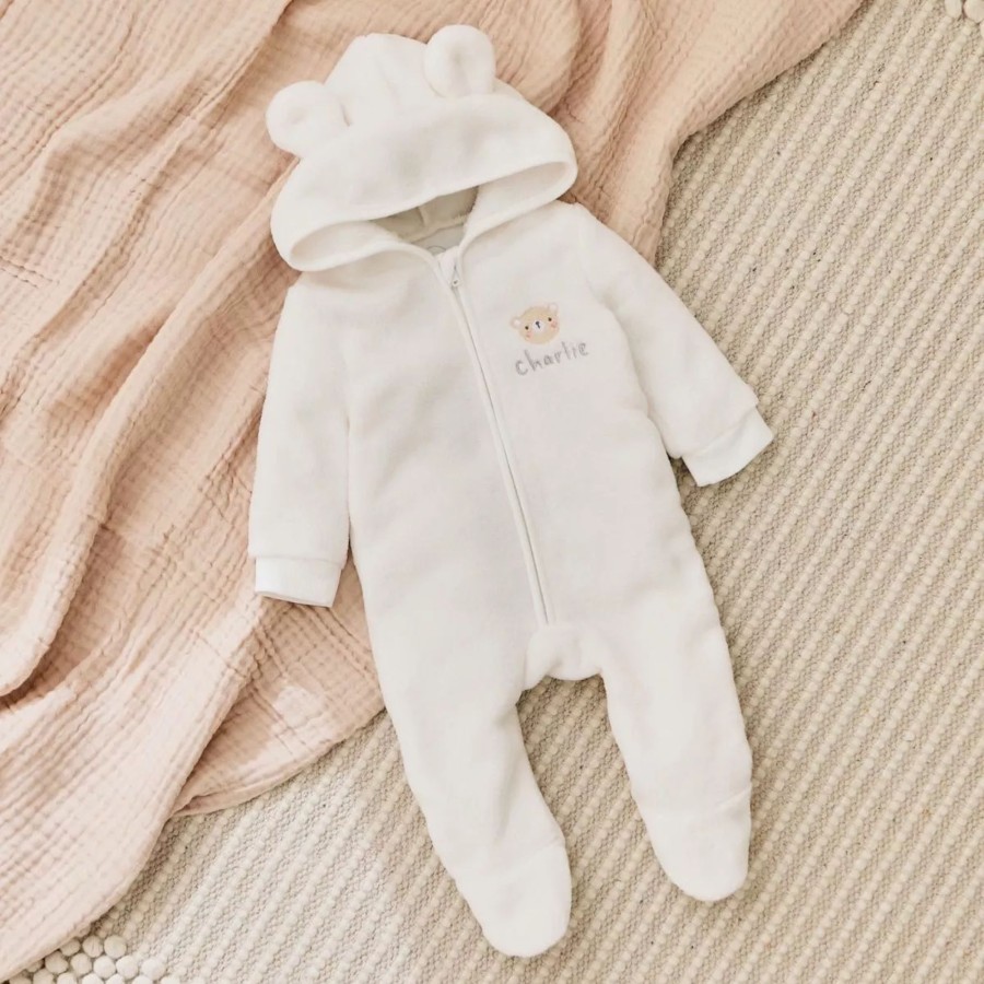 Baby (0-24 Mos) My 1st Years Baby Outfits | Personalised Bear Design Ivory Fleece Onesie