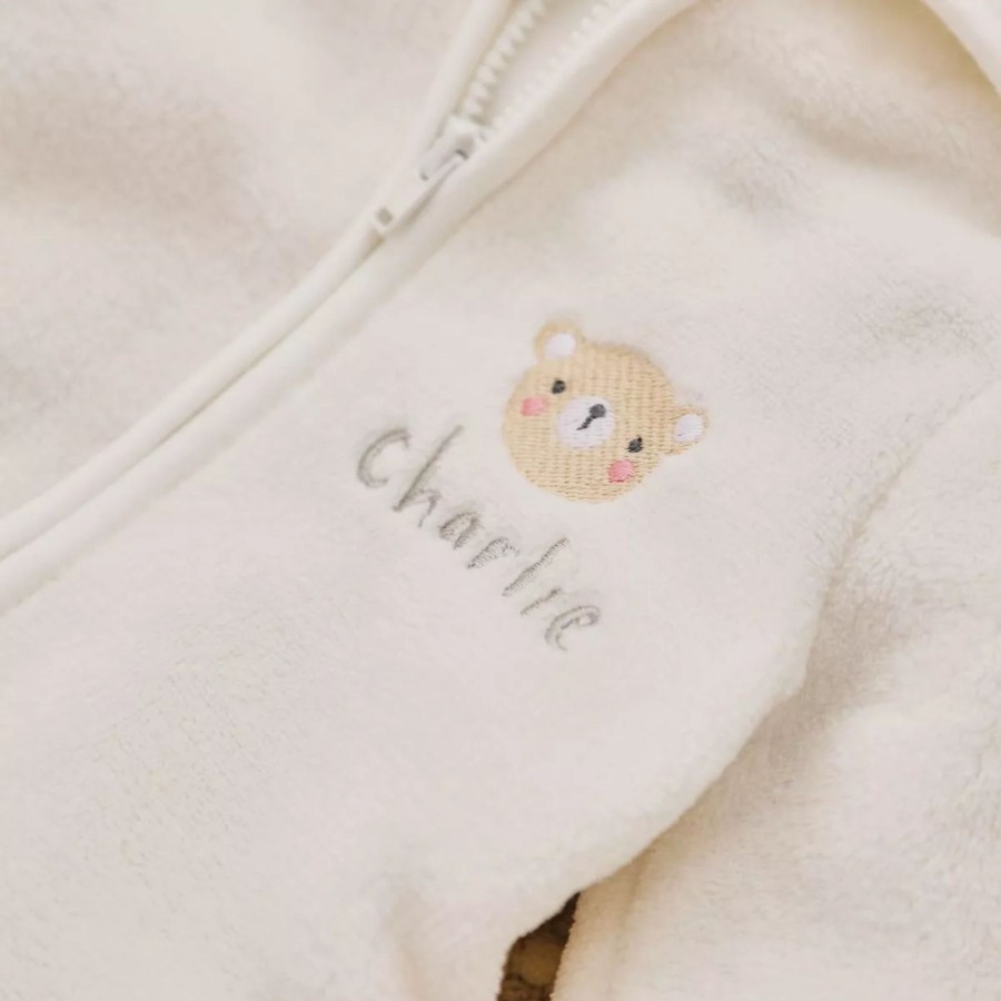 Baby (0-24 Mos) My 1st Years Baby Outfits | Personalised Bear Design Ivory Fleece Onesie