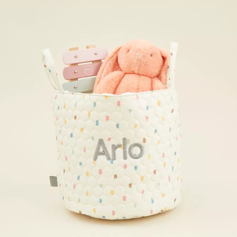 Furniture My 1st Years Room Accessories | Personalised Medium Rainbow Polka Dot Storage Bag