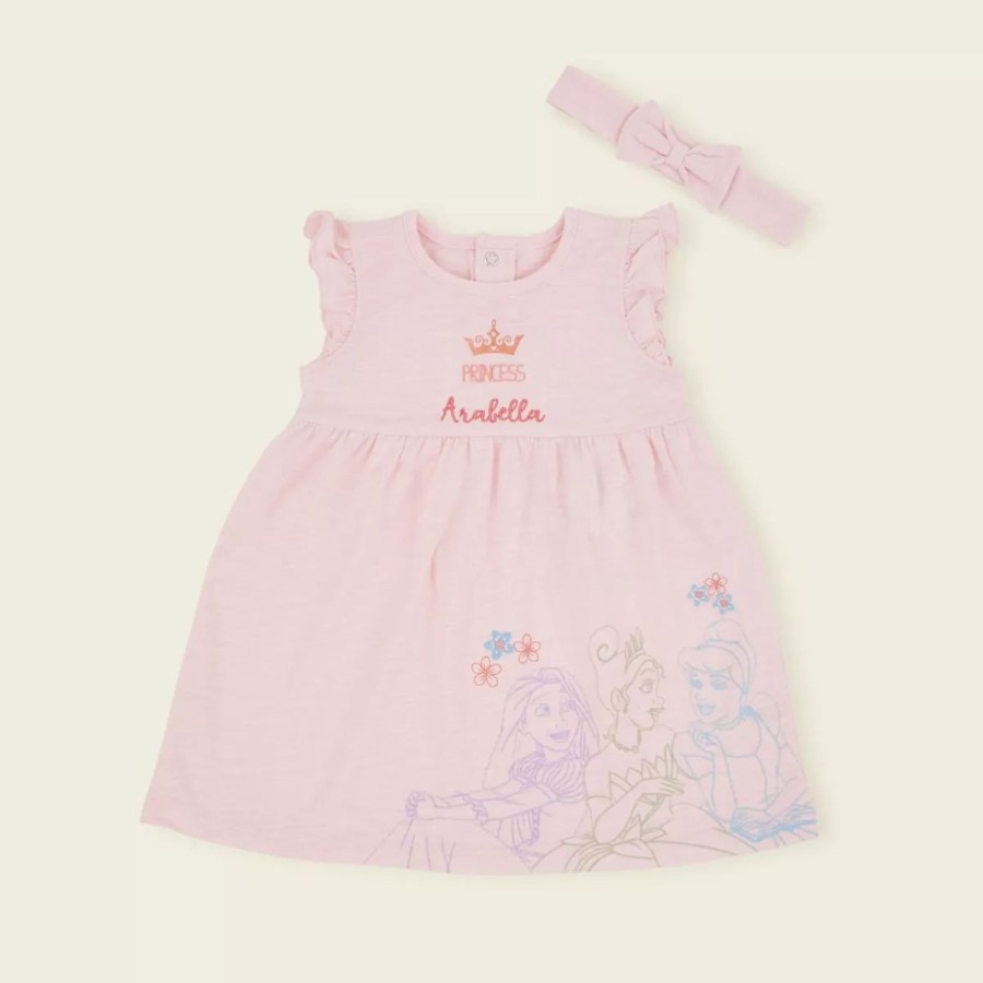 Kids (2-7Yrs) Disney Kids Outfits | Personalised Disney Princess Pink Dress Set