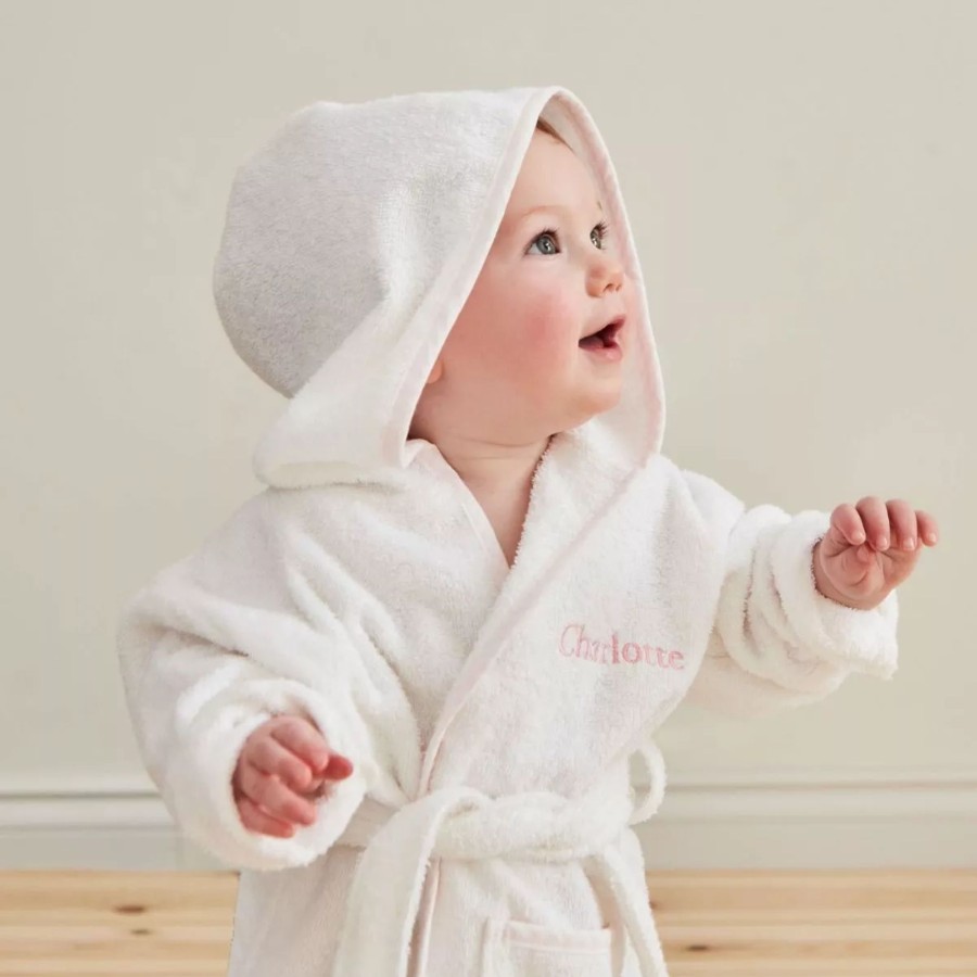 Kids (2-7Yrs) My 1st Years Kids Swim & Beach | Personalised Pink Gingham Trim Towelling Robe