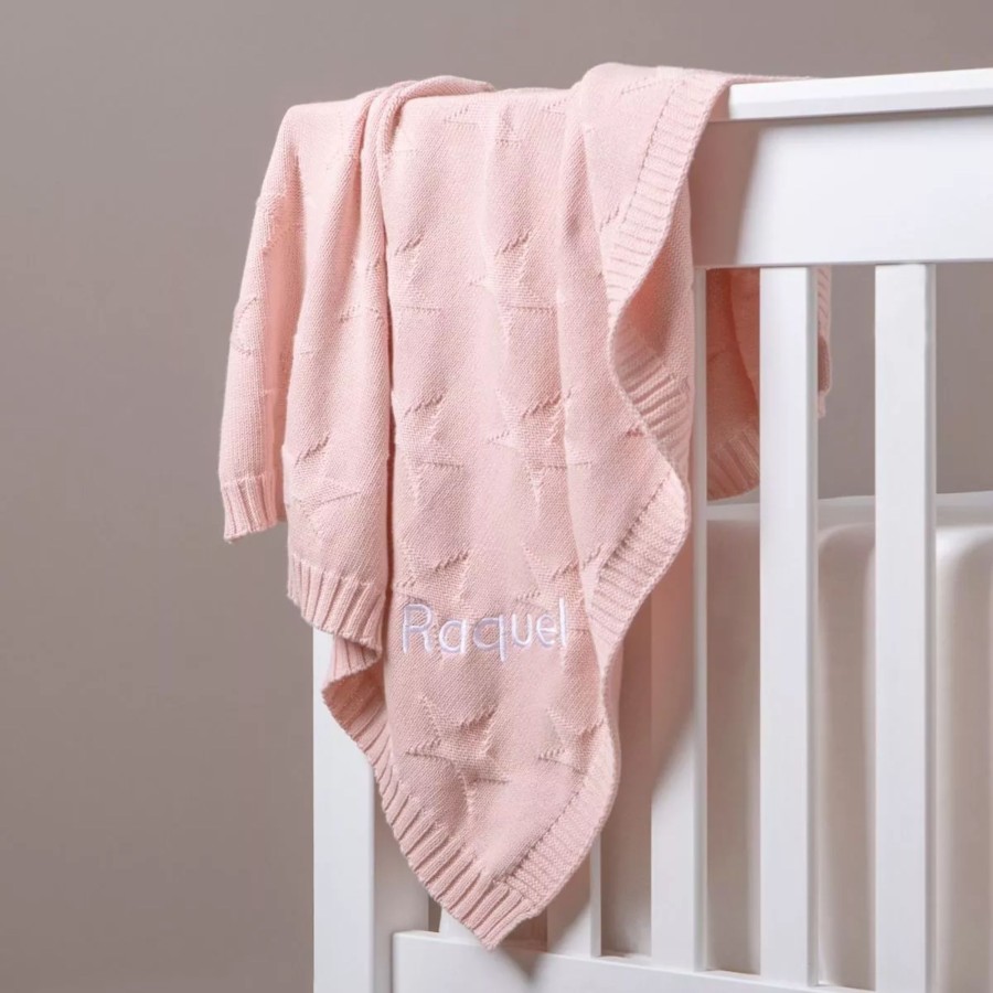 Furniture My 1st Years Bedtime Accessories | Personalised Pink Star Jacquard Blanket