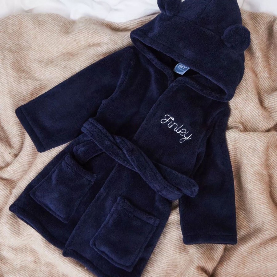 Baby (0-24 Mos) My 1st Years Baby Dressing Gowns | Personalised Navy Fleece Robe