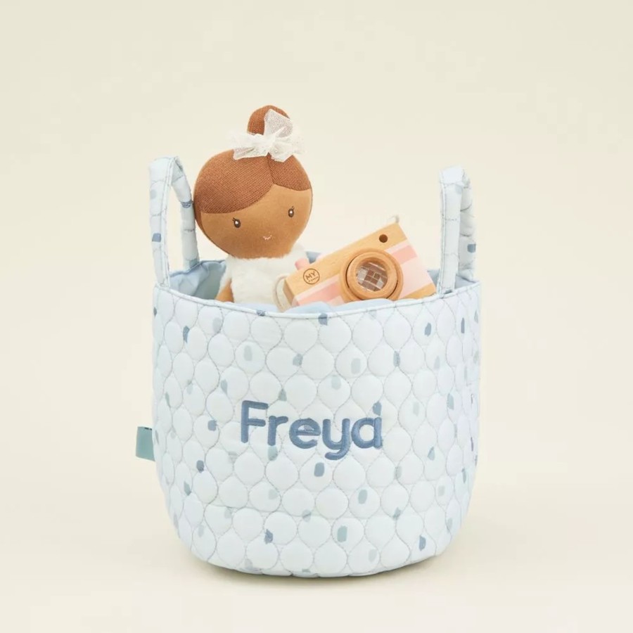 Furniture My 1st Years Room Accessories | Personalised Small Blue Polka Dot Storage Bag