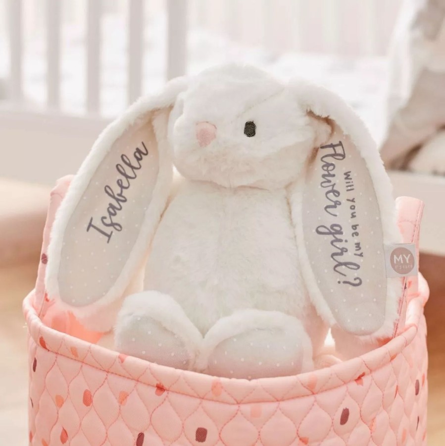 Toys & Books My 1st Years Cuddly Toys | Personalised Will You Be My Flower Girl White Bunny Soft Toy