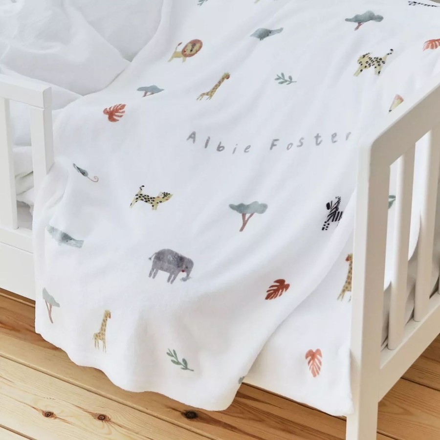 Baby (0-24 Mos) My 1st Years Baby Blankets & Comforters | Personalised Safari Animal Print Fleece Blanket