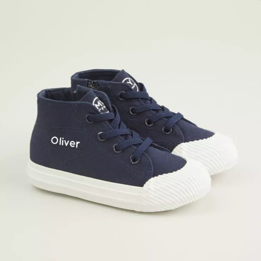 Kids (2-7Yrs) My 1st Years Kids Shoes | Personalised Navy Toddler High Top Trainers