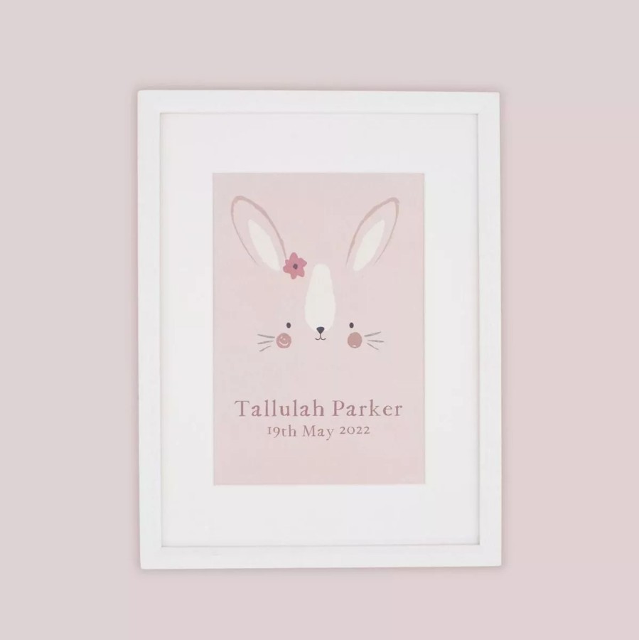 Furniture My 1st Years Wall Art & Prints | Personalised Pink Bunny Face Wall Art