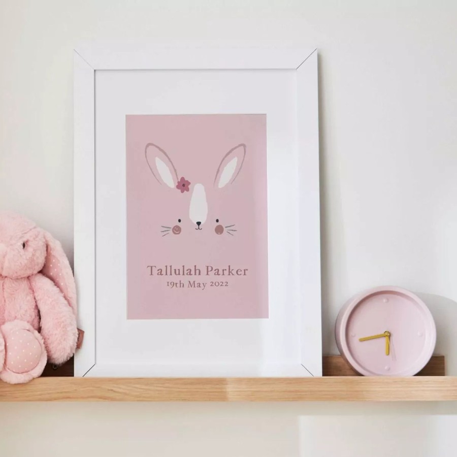 Furniture My 1st Years Wall Art & Prints | Personalised Pink Bunny Face Wall Art