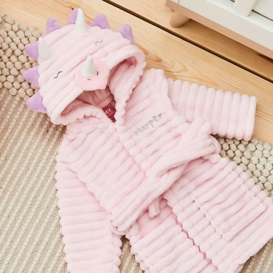 Kids (2-7Yrs) My 1st Years Kids Dressing Gowns | Personalised Pink Dino Robe