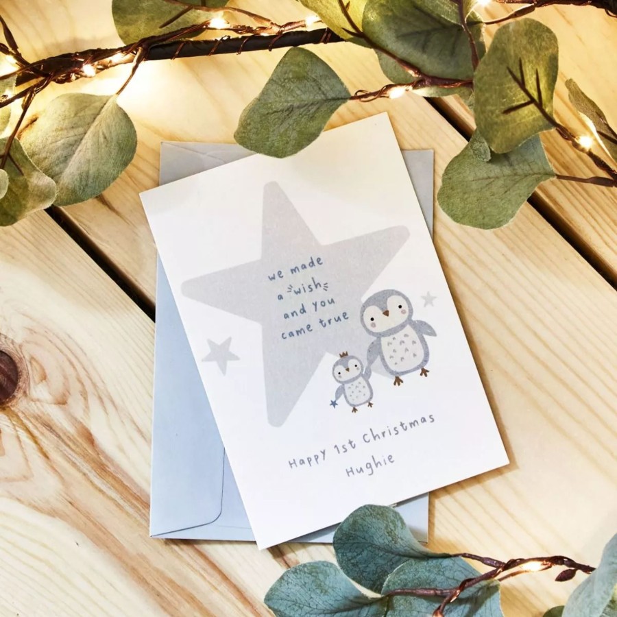 Gifts My 1st Years Greetings Cards | Personalised First Christmas Penguin Card