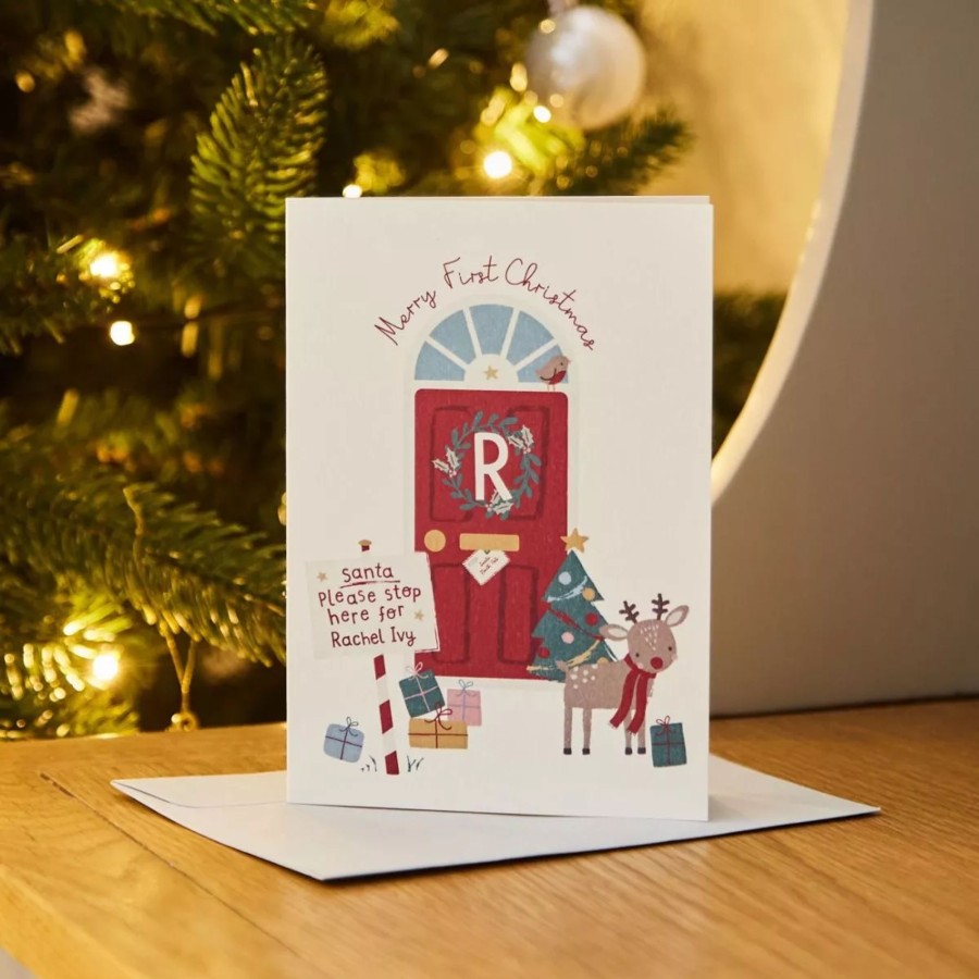 Gifts My 1st Years Greetings Cards | Personalised First Christmas Door Card