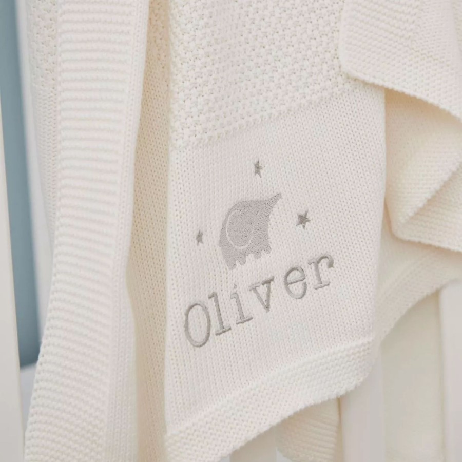 Baby (0-24 Mos) My 1st Years Baby Blankets & Comforters | Personalised Ivory Elephant Blanket