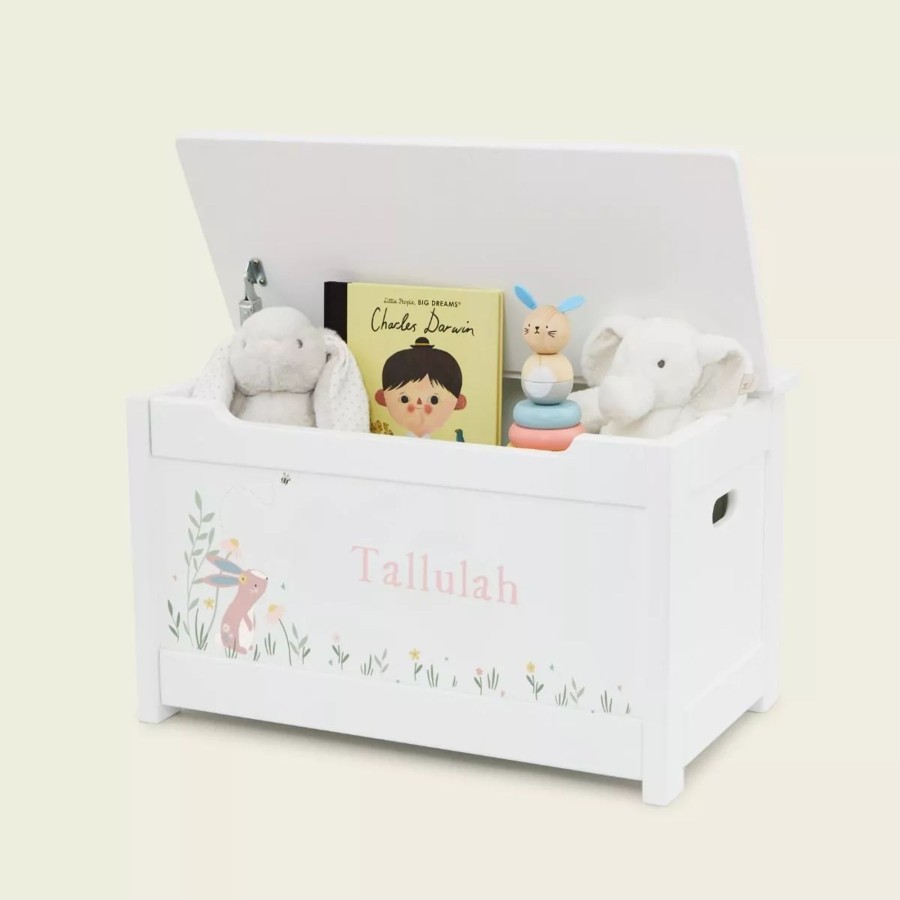 Furniture My 1st Years Toy Chests & Benches | Personalised White Bunny Design Panelled Toy Box