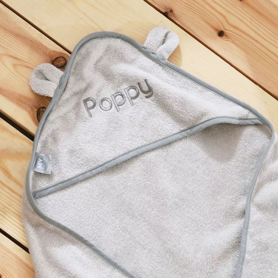 Kids (2-7Yrs) My 1st Years Kids Towels | Personalised Small Grey Hooded Towel