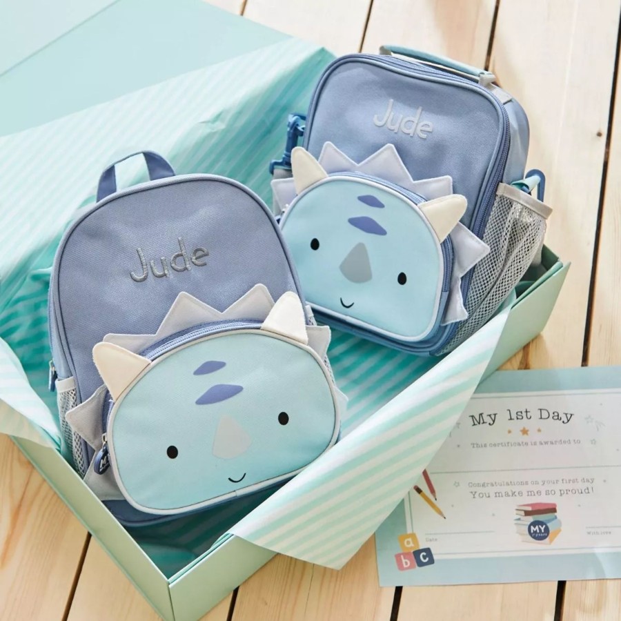 Kids (2-7Yrs) My 1st Years Kids Lunchbags | Personalised Blue Dinosaur Backpack & Lunch Bag Set