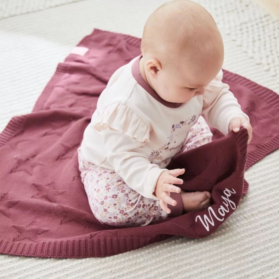 Baby (0-24 Mos) My 1st Years Baby Blankets & Comforters | Personalised Berry Star Jacquard Blanket