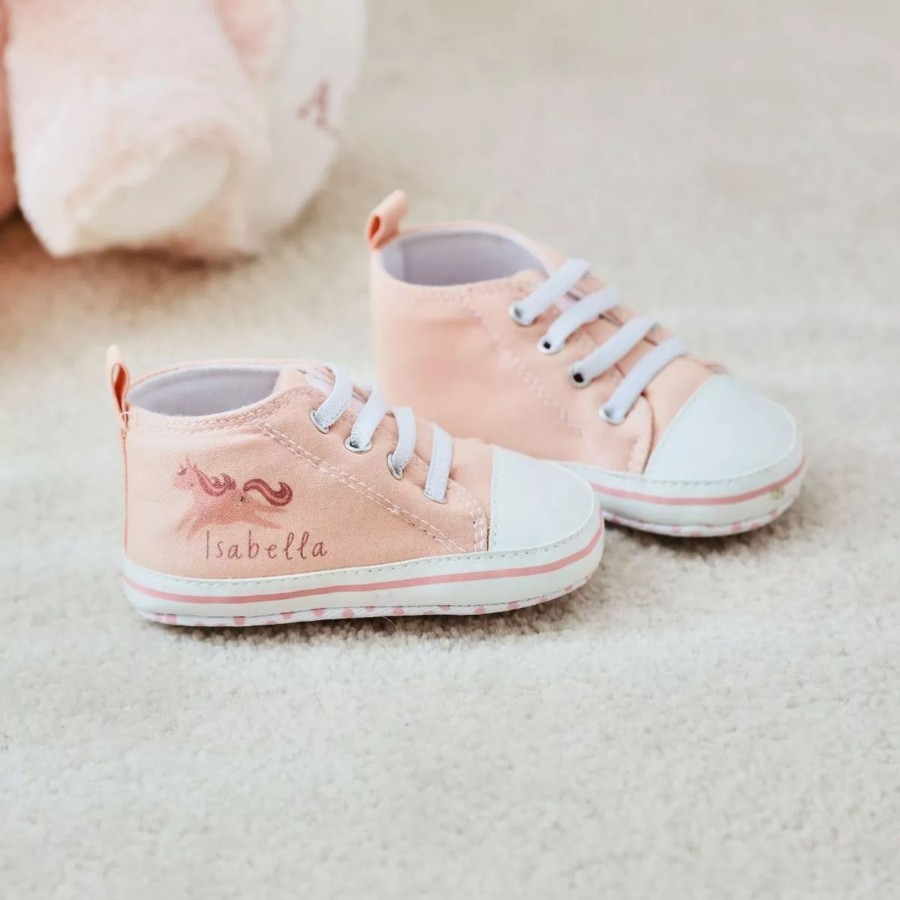 Baby (0-24 Mos) My 1st Years Baby Shoes | Personalised Pink Unicorn Baby High Top Trainers