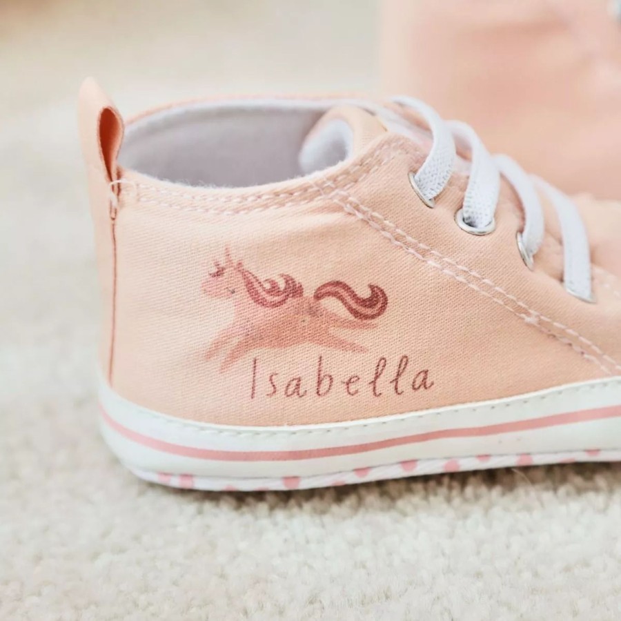 Baby (0-24 Mos) My 1st Years Baby Shoes | Personalised Pink Unicorn Baby High Top Trainers