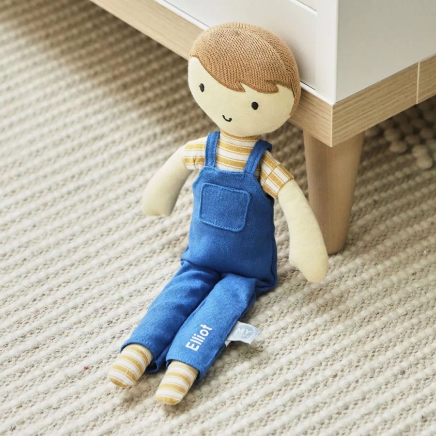 Toys & Books My 1st Years Dolls & Accessories | Personalised Blue Fair Hair Doll In Dungarees Outfit