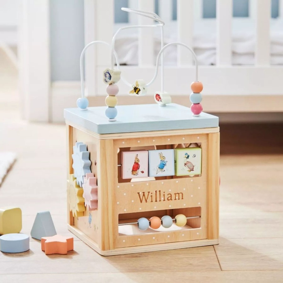 Toys & Books Peter Rabbit Activity Cubes & Tables | Personalised Peter Rabbit Wooden Activity Cube Toy