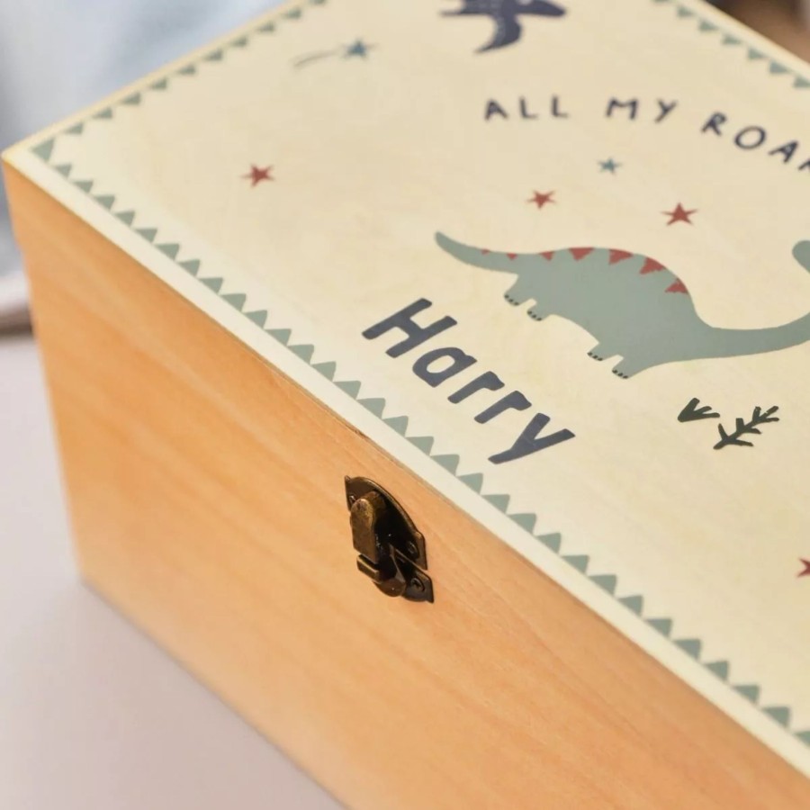 Furniture My 1st Years Photo Frames & Keepsakes | Personalised Dinosaur Design Wooden Keepsake Box