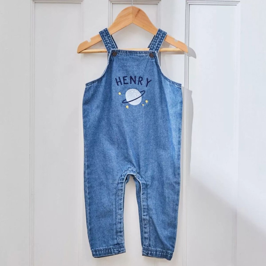 Kids (2-7Yrs) My 1st Years Kids Denim Collection | Personalised Space Denim Dungarees