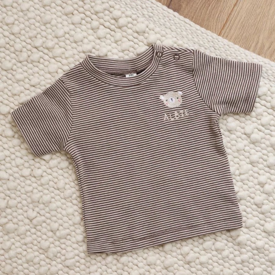 Baby (0-24 Mos) My 1st Years All Baby Clothing | Personalised Bear Striped Top