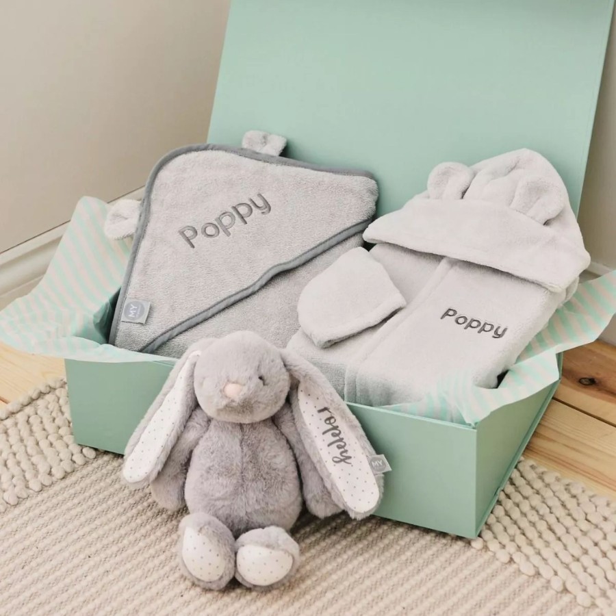 Gifts My 1st Years Clothing Gift Sets | Personalised Grey Splash, Snuggle & Cuddle Gift Set