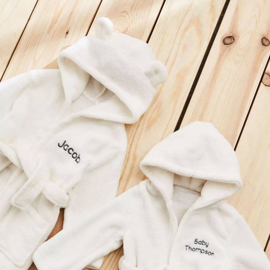 Kids (2-7Yrs) My 1st Years Kids Dressing Gowns | Personalised Ivory Hooded Fleece Robe