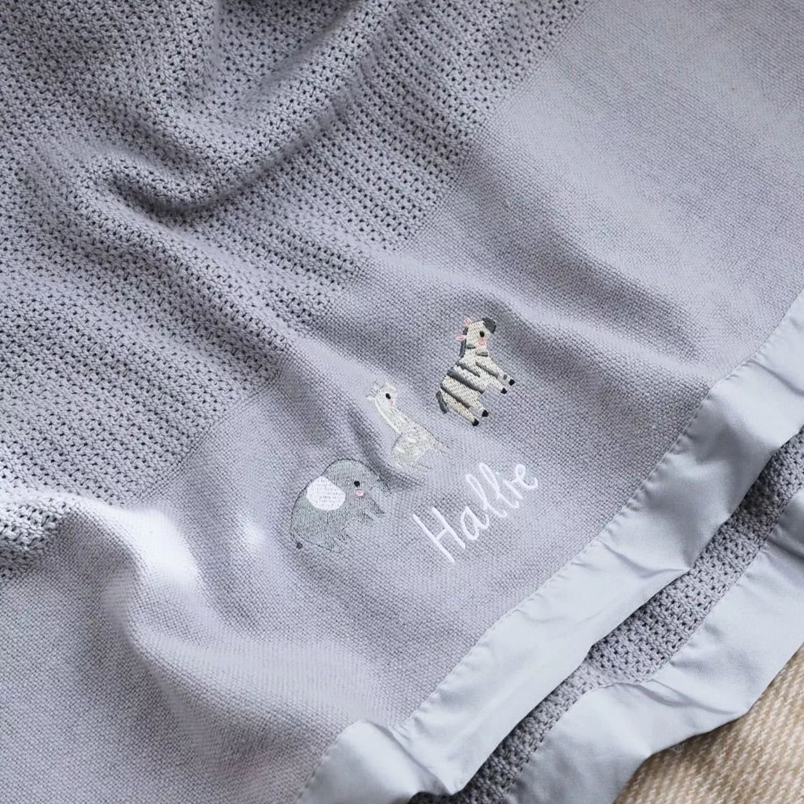 Baby (0-24 Mos) My 1st Years Baby Blankets & Comforters | Personalised Welcome To The World Grey Cellular Blanket