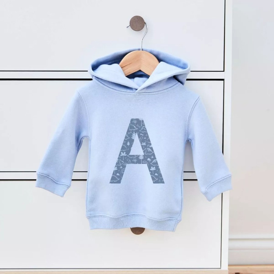 Kids (2-7Yrs) My 1st Years Kids T-Shirts & Jumpers | Personalised Blue Dinosaur Design Initial Hoodie