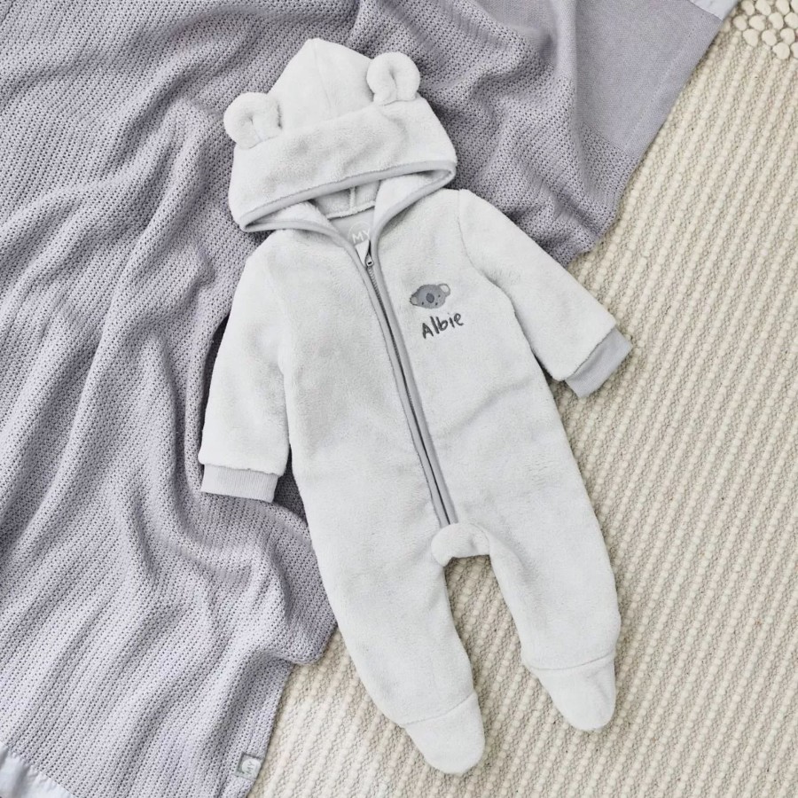 Baby (0-24 Mos) My 1st Years Baby Outfits | Personalised Koala Design Grey Fleece Onesie