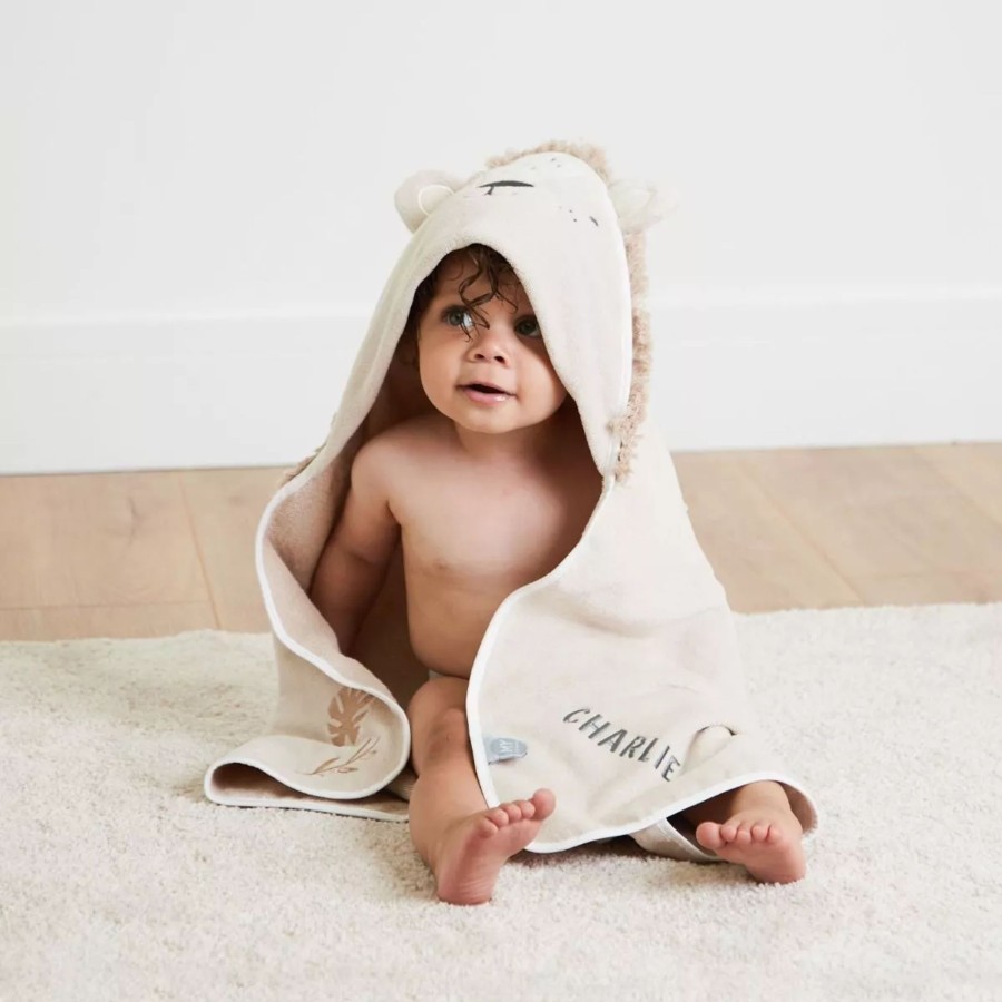 Kids (2-7Yrs) My 1st Years Kids Towels | Personalised Cream Lion Hooded Towel