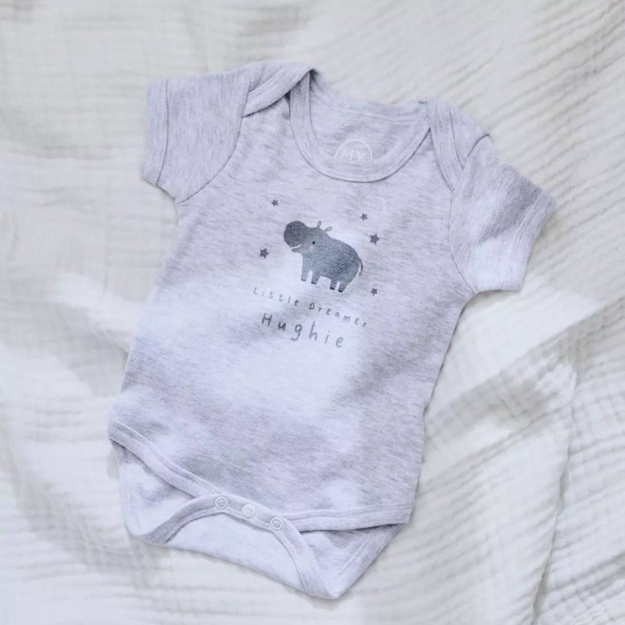 Baby (0-24 Mos) My 1st Years All Baby Clothing | Personalised Grey Hippo Bodysuit